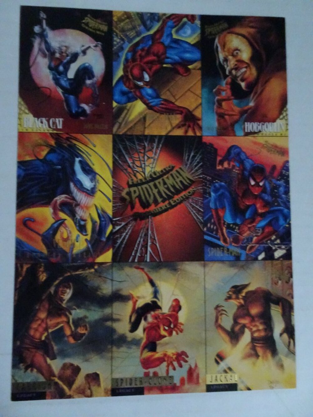 Spider-Man - Fleer Ultra - Premiere Edition Uncut Trading Card Sheet of 9 - 1995